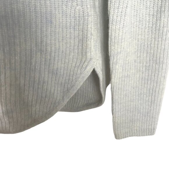 Saks Fifth Avenue Cashmere Sweater Small Cold Shoulder Ribbed Blue FS-1187 - Picture 5 of 10